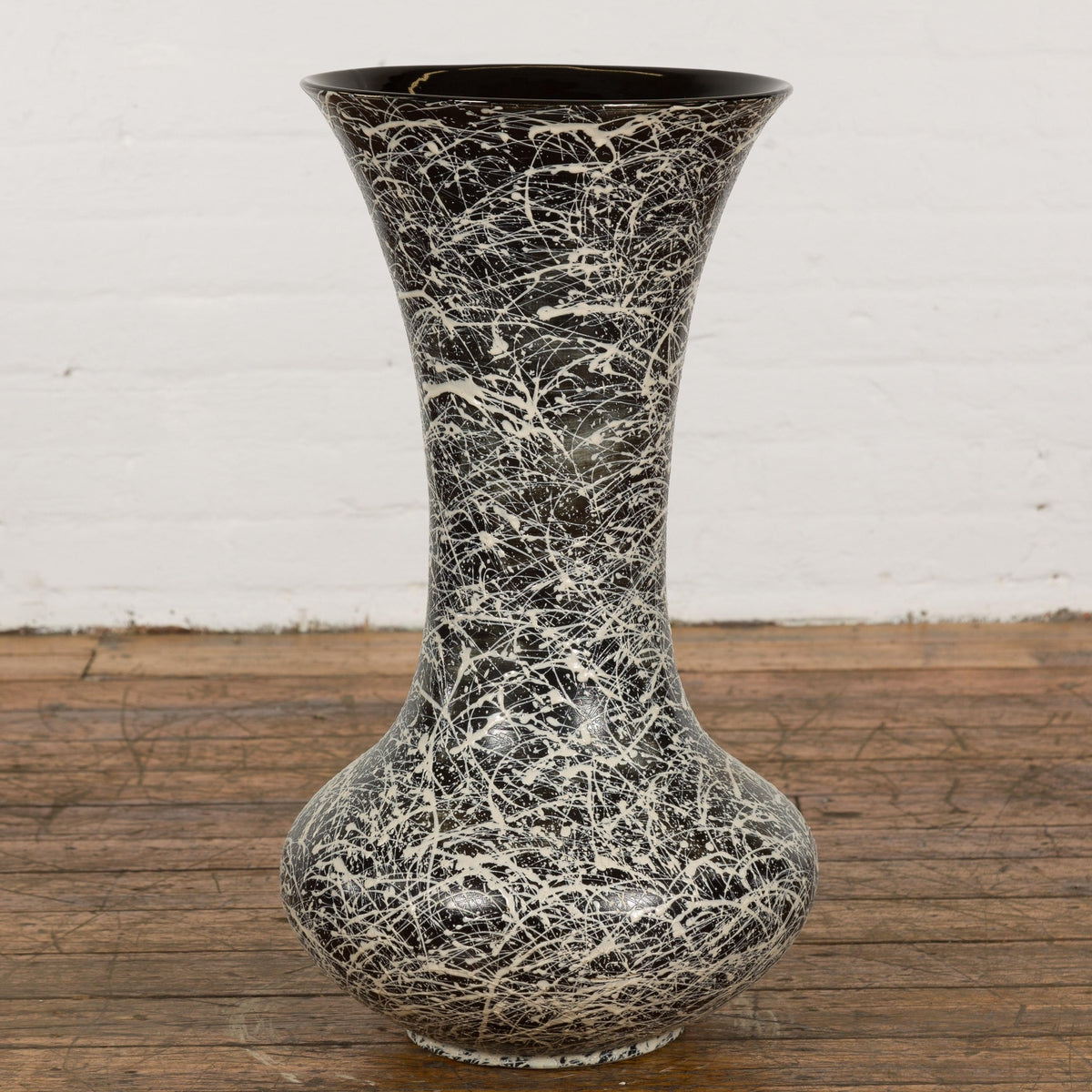 Vintage Black and White Ceramic Planter-3. Asian &amp; Chinese Furniture, Art, Antiques, Vintage Home Décor for sale at FEA Home