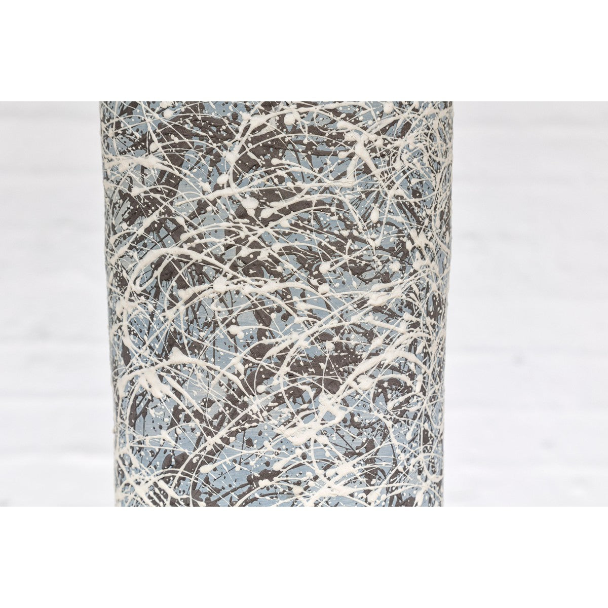 Textured Blue Gray, White, Brown and Black Spattered Ceramic Vase-10. Asian &amp; Chinese Furniture, Art, Antiques, Vintage Home Décor for sale at FEA Home