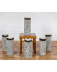 Textured Blue Gray, White, Brown and Black Spattered Ceramic Vase-3. Asian & Chinese Furniture, Art, Antiques, Vintage Home Décor for sale at FEA Home