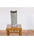 Textured Blue Gray, White, Brown and Black Spattered Ceramic Vase-5. Asian & Chinese Furniture, Art, Antiques, Vintage Home Décor for sale at FEA Home