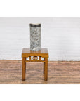 Textured Blue Gray, White, Brown and Black Spattered Ceramic Vase-6. Asian & Chinese Furniture, Art, Antiques, Vintage Home Décor for sale at FEA Home