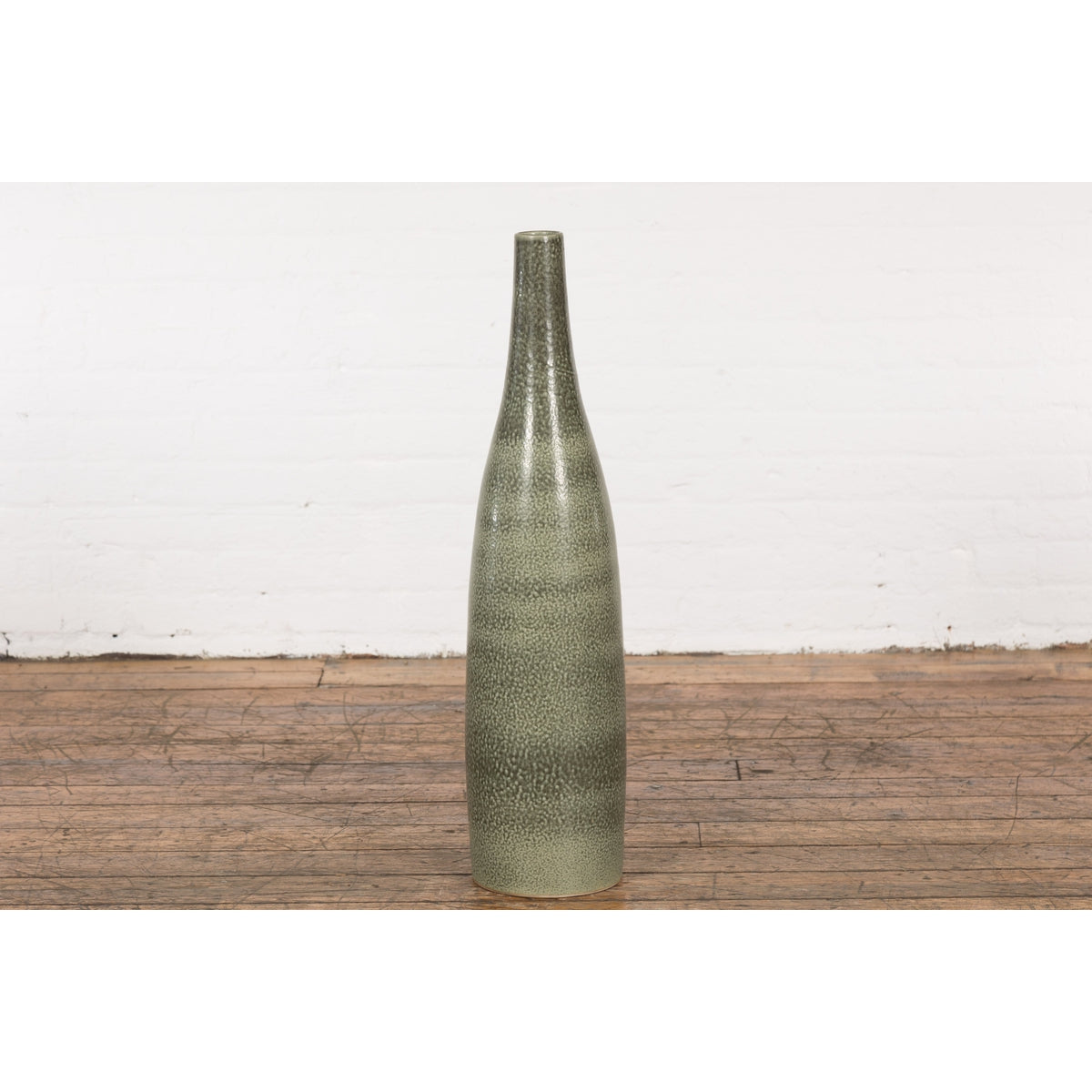 Prem Collection Green Glazed Vase with Green Finish and Blotched Accents-2. Asian & Chinese Furniture, Art, Antiques, Vintage Home Décor for sale at FEA Home