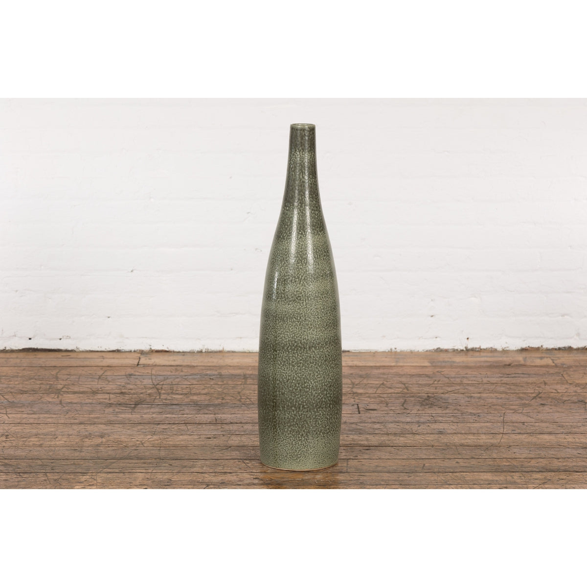 Prem Collection Green Glazed Vase with Green Finish and Blotched Accents-9. Asian &amp; Chinese Furniture, Art, Antiques, Vintage Home Décor for sale at FEA Home