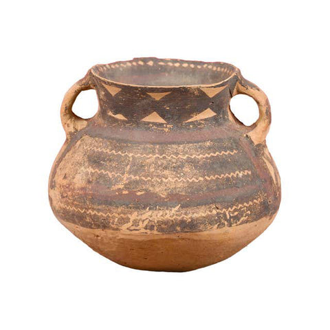 Petite Neolithic Terracotta Pot with Brown Geometric Décor and Flaring Neck-YN3039-1. Asian & Chinese Furniture, Art, Antiques, Vintage Home Décor for sale at FEA Home