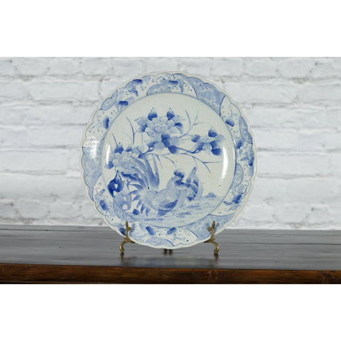 19th Century Blue and White Porcelain Plate Depicting a Rooster and Hen-YN4784-2. Asian & Chinese Furniture, Art, Antiques, Vintage Home Décor for sale at FEA Home