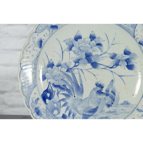 19th Century Blue and White Porcelain Plate Depicting a Rooster and Hen-YN4784-9. Asian & Chinese Furniture, Art, Antiques, Vintage Home Décor for sale at FEA Home