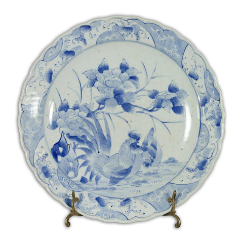 19th Century Blue and White Porcelain Plate Depicting a Rooster and Hen-YN4784-1. Asian & Chinese Furniture, Art, Antiques, Vintage Home Décor for sale at FEA Home