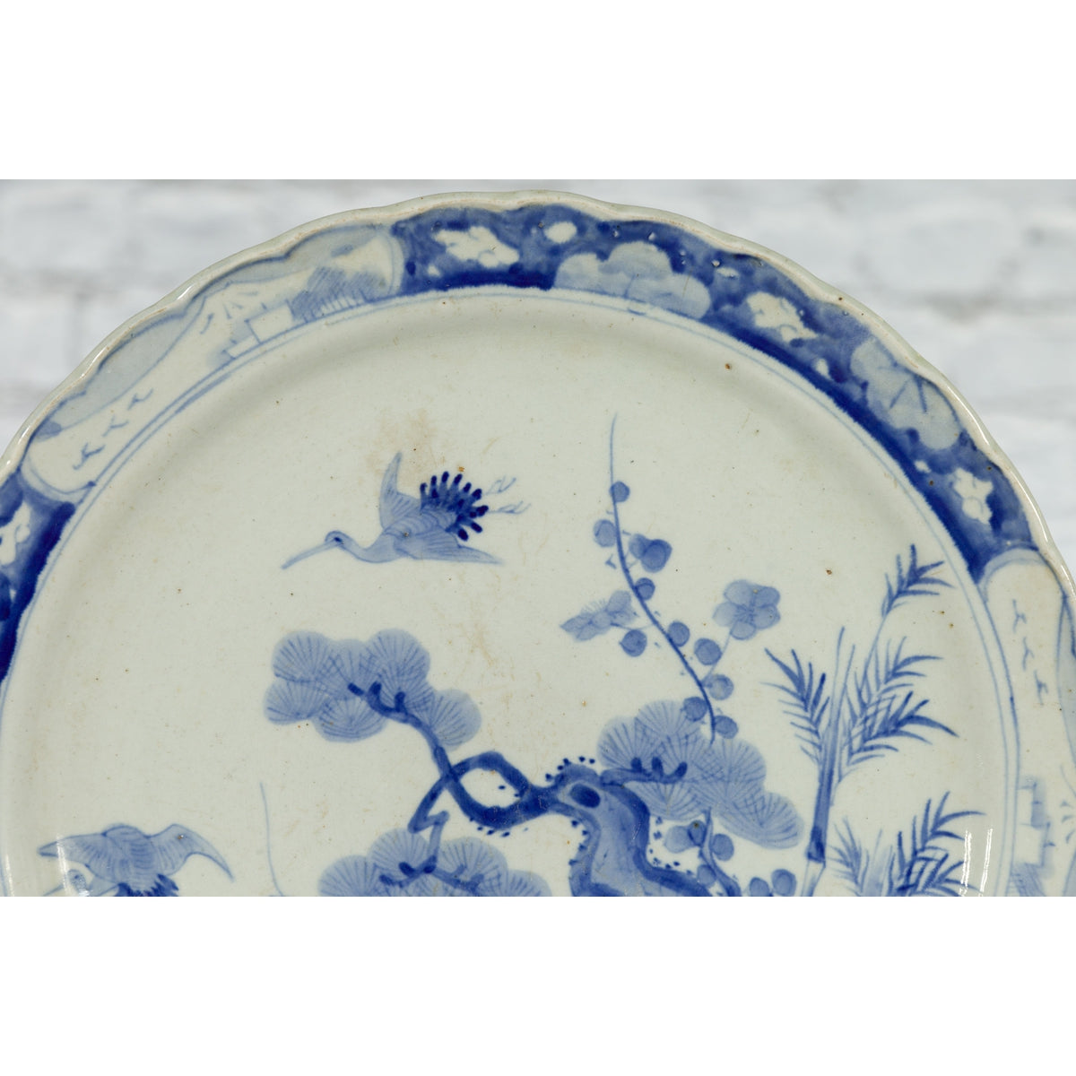 19th Century Hand-Painted Blue and White Japanese Porcelain Charger Plate-10. Asian &amp; Chinese Furniture, Art, Antiques, Vintage Home Décor for sale at FEA Home