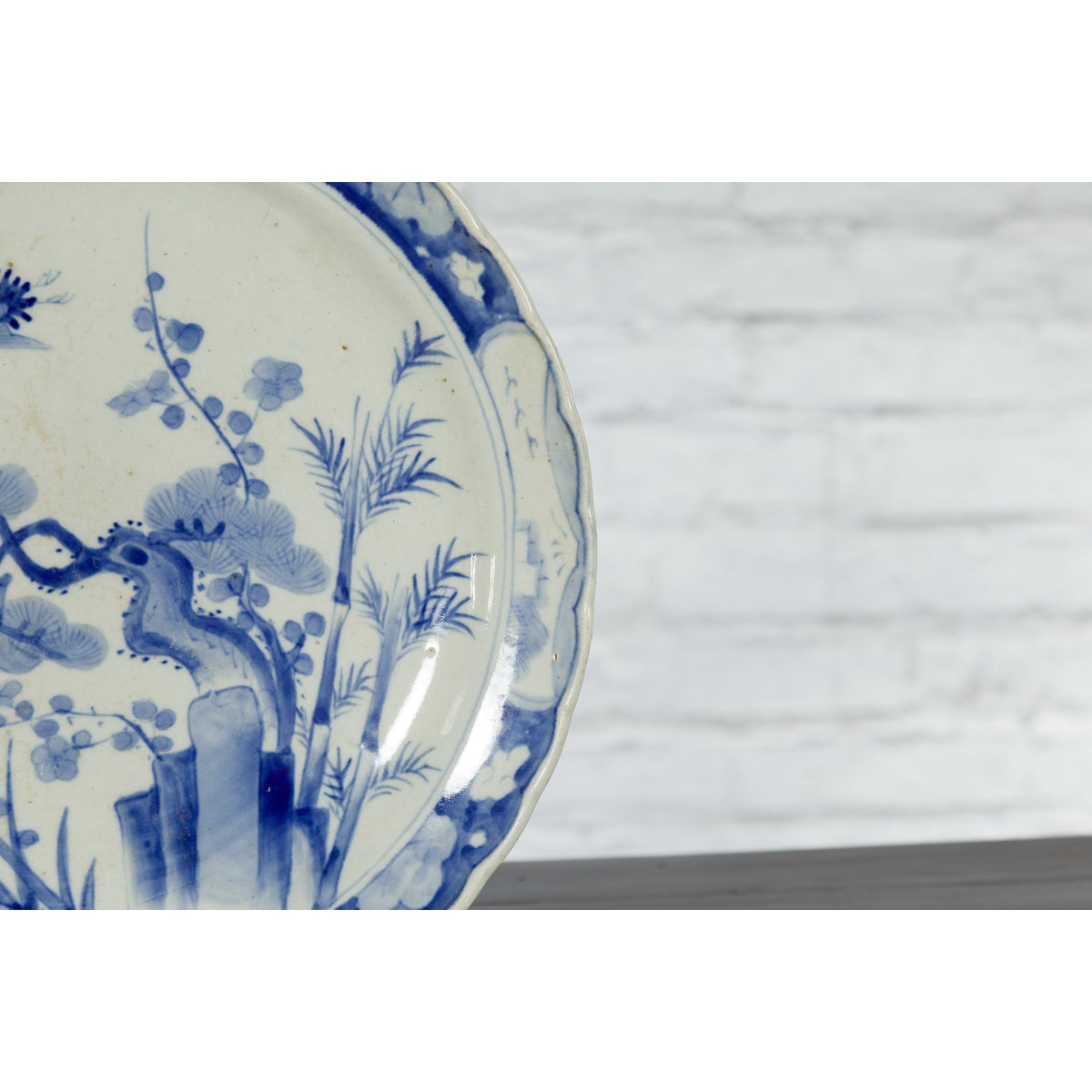 19th Century Hand-Painted Blue and White Japanese Porcelain Charger Plate-12. Asian &amp; Chinese Furniture, Art, Antiques, Vintage Home Décor for sale at FEA Home