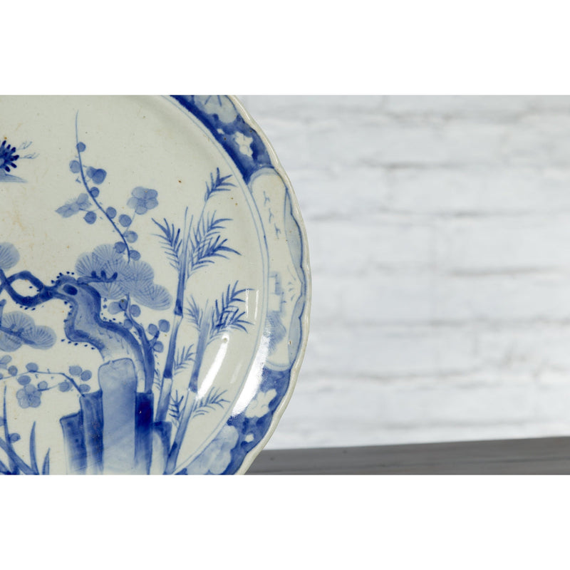 19th Century Hand-Painted Blue and White Japanese Porcelain Charger Plate-Chinese Furniture, Asian Antiques & Vintage Home Décor in NYC-FEA Home