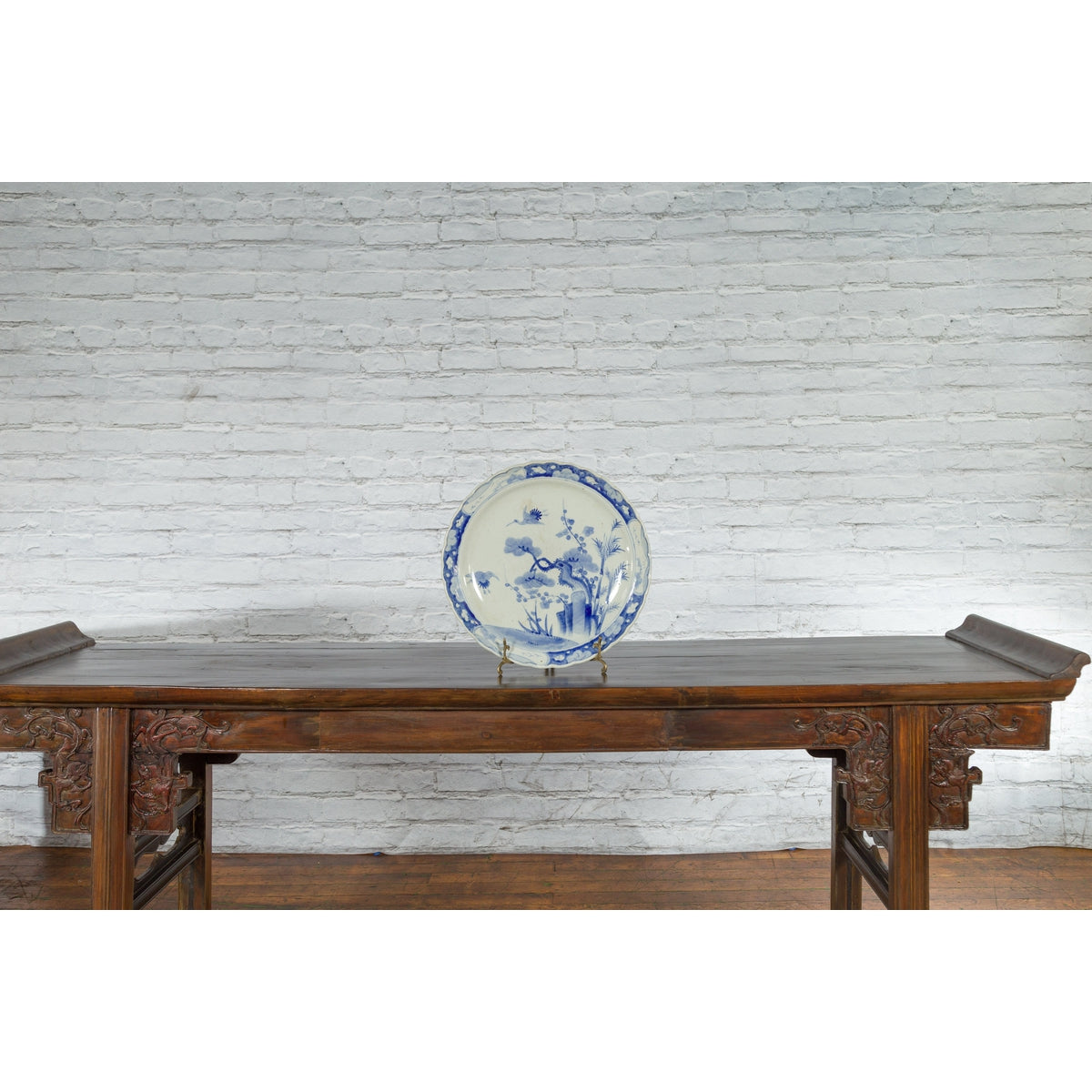 19th Century Hand-Painted Blue and White Japanese Porcelain Charger Plate-3. Asian &amp; Chinese Furniture, Art, Antiques, Vintage Home Décor for sale at FEA Home