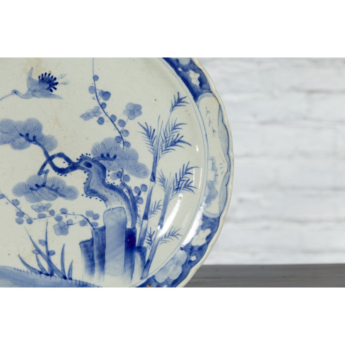 19th Century Hand-Painted Blue and White Japanese Porcelain Charger Plate-6. Asian &amp; Chinese Furniture, Art, Antiques, Vintage Home Décor for sale at FEA Home