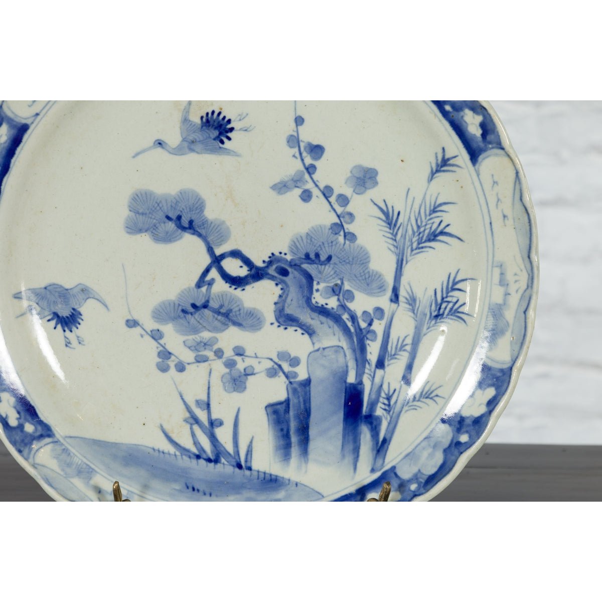 19th Century Hand-Painted Blue and White Japanese Porcelain Charger Plate-9. Asian &amp; Chinese Furniture, Art, Antiques, Vintage Home Décor for sale at FEA Home