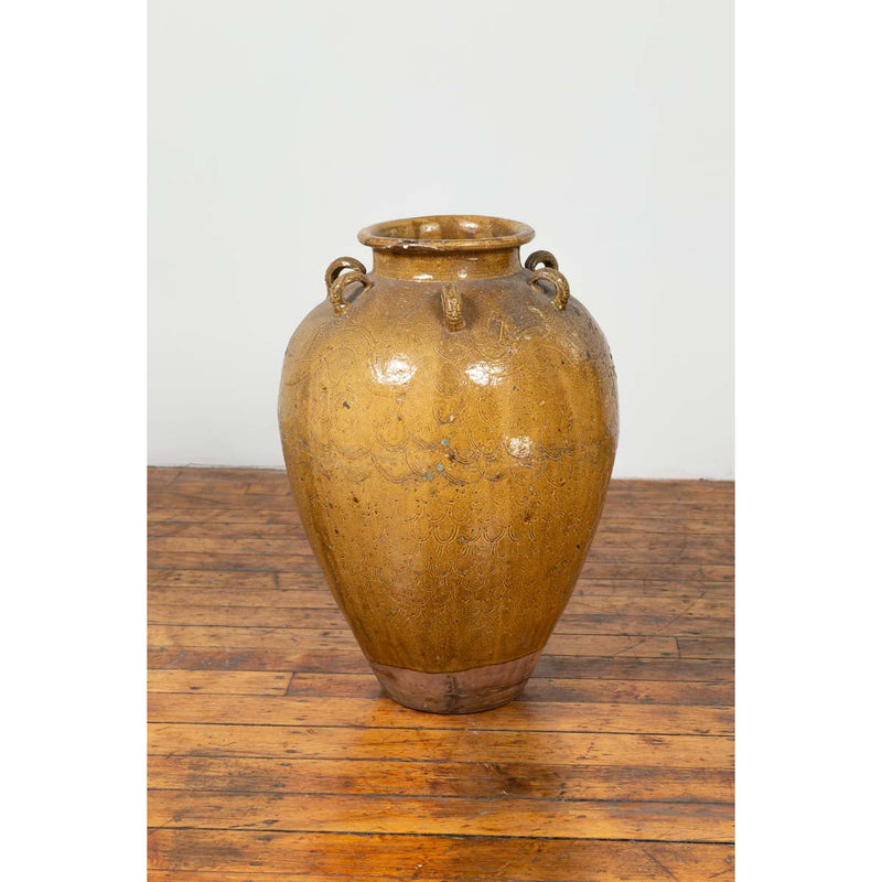 19th Century South-Eastern Martaban Water Jar with Dragon Motifs and Handles-YN6450-7. Asian & Chinese Furniture, Art, Antiques, Vintage Home Décor for sale at FEA Home
