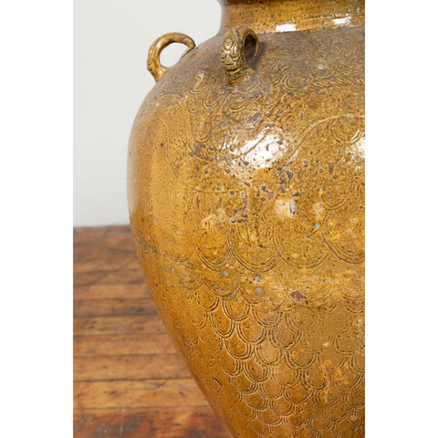 19th Century South-Eastern Martaban Water Jar with Dragon Motifs and Handles-YN6450-9. Asian & Chinese Furniture, Art, Antiques, Vintage Home Décor for sale at FEA Home