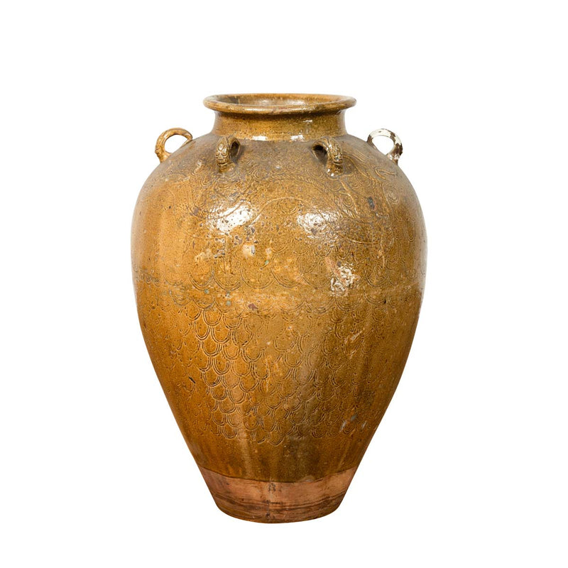 19th Century South-Eastern Martaban Water Jar with Dragon Motifs and Handles-YN6450-1. Asian & Chinese Furniture, Art, Antiques, Vintage Home Décor for sale at FEA Home