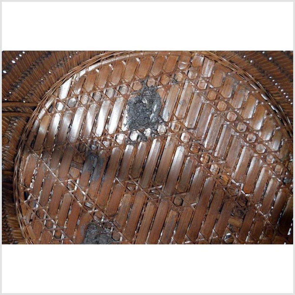 19th Century Chinese Handwoven and Painted Bamboo and Rattan Basket with Handle-6. Asian &amp; Chinese Furniture, Art, Antiques, Vintage Home Décor for sale at FEA Home