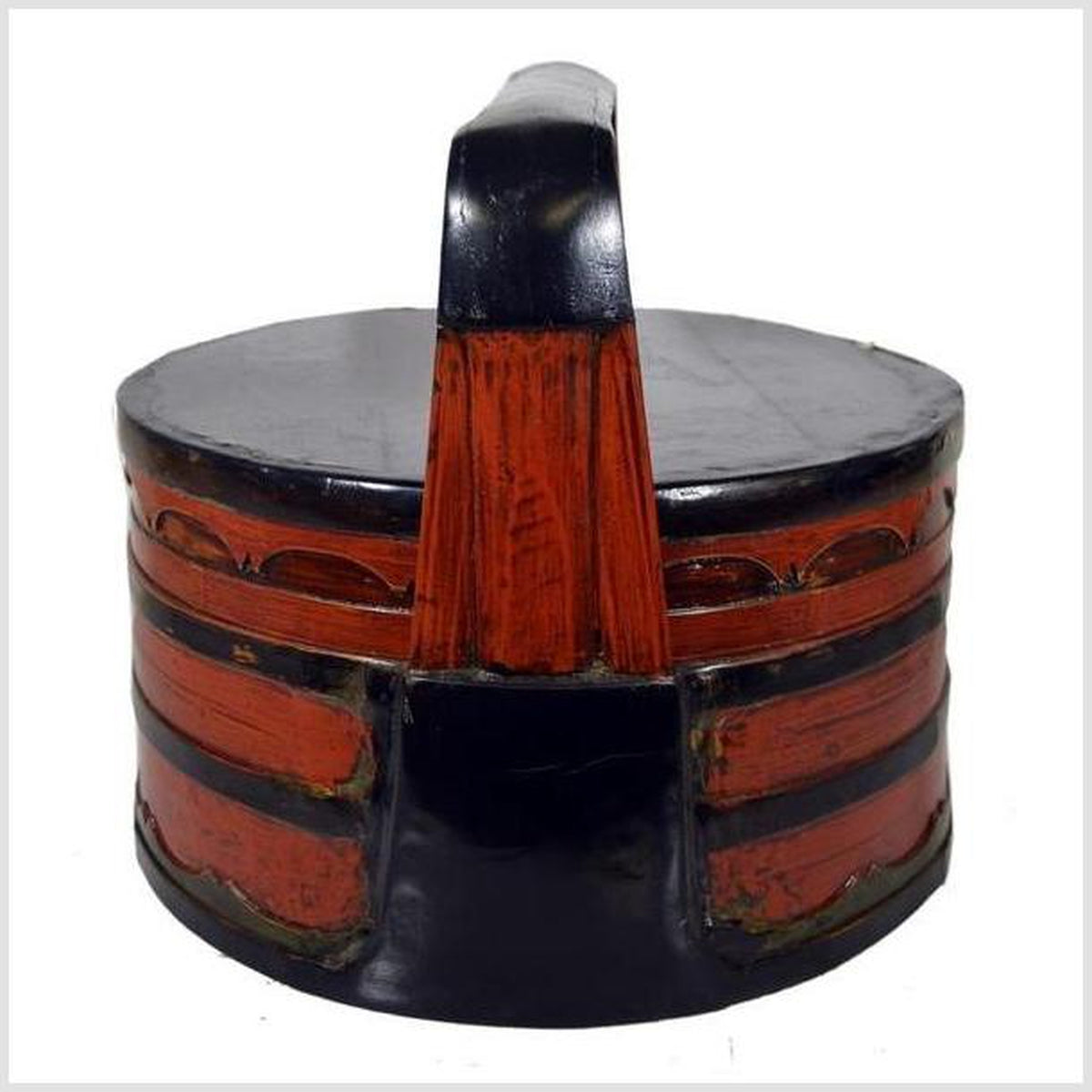 19th Century Chinese Two-Colored Bamboo and Wood Tiered Lunch Basket-2. Asian & Chinese Furniture, Art, Antiques, Vintage Home Décor for sale at FEA Home