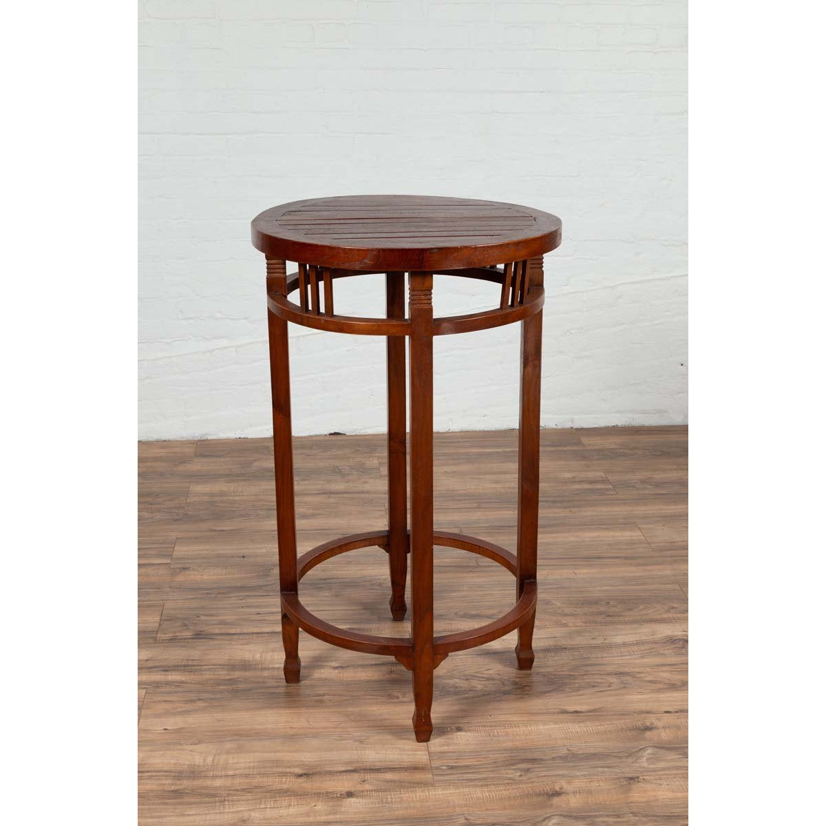 19th Century Indonesian Round Pedestal Table with Pierced Apron and Stretchers-5. Asian &amp; Chinese Furniture, Art, Antiques, Vintage Home Décor for sale at FEA Home