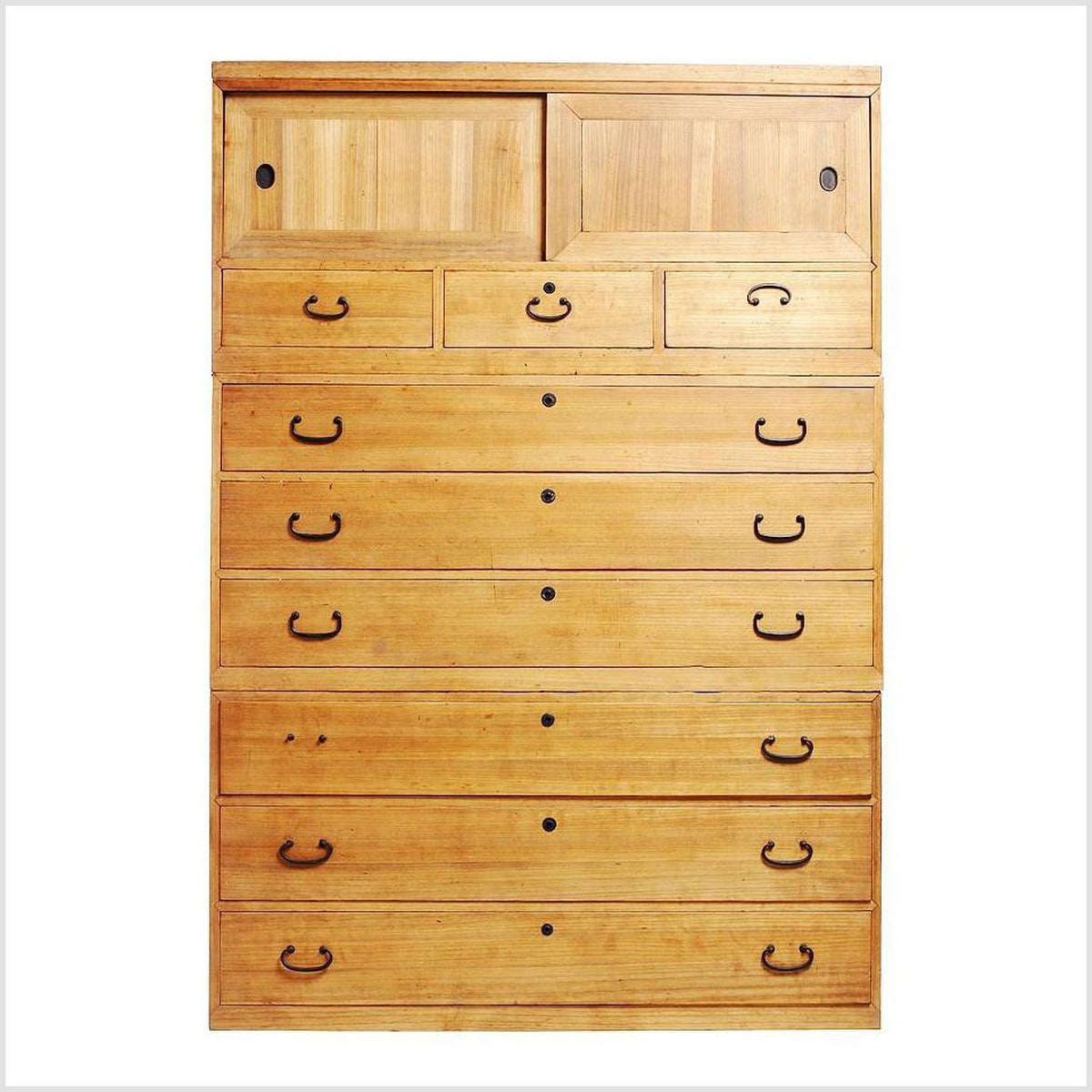 19th Century Japanese Kiri Wood Tansu Chest with Sliding Panels-1. Asian & Chinese Furniture, Art, Antiques, Vintage Home Décor for sale at FEA Home