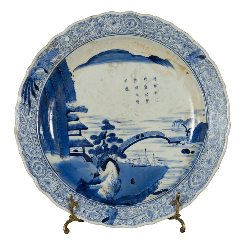19th Century Japanese Porcelain Imari Plate with Painted Blue and White Décor-YNE865-1. Asian & Chinese Furniture, Art, Antiques, Vintage Home Décor for sale at FEA Home