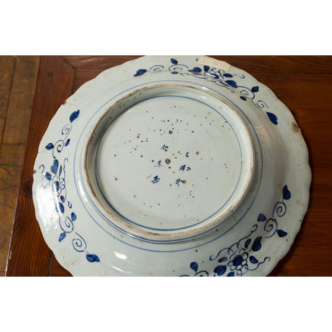 19th Century Japanese Porcelain Imari Plate with Painted Blue and White Décor-YNE865-18. Asian & Chinese Furniture, Art, Antiques, Vintage Home Décor for sale at FEA Home