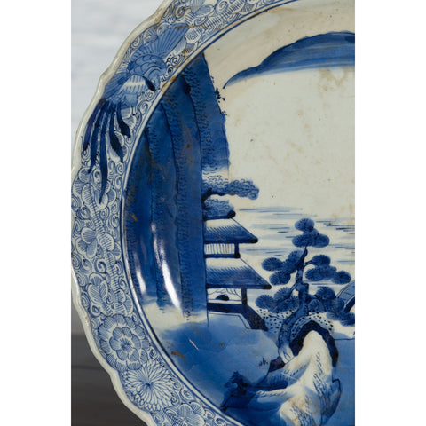 19th Century Japanese Porcelain Imari Plate with Painted Blue and White Décor-YNE865-4. Asian & Chinese Furniture, Art, Antiques, Vintage Home Décor for sale at FEA Home