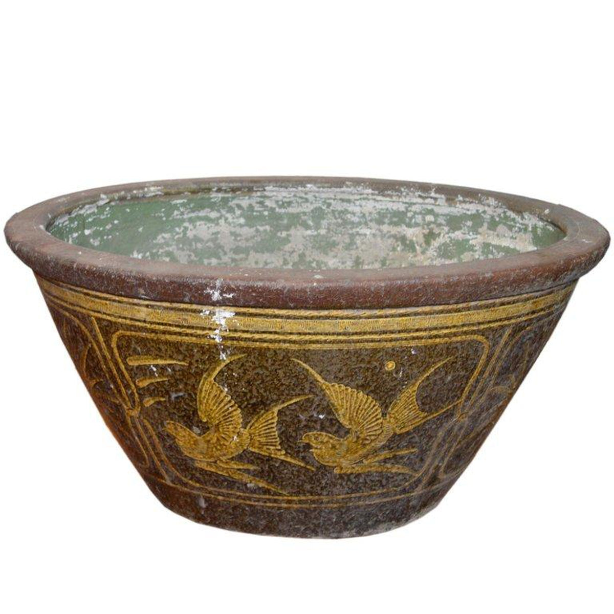 19th Century Southern Chinese Painted Ceramic Bathtub from Annan with Greek Key-1. Asian & Chinese Furniture, Art, Antiques, Vintage Home Décor for sale at FEA Home