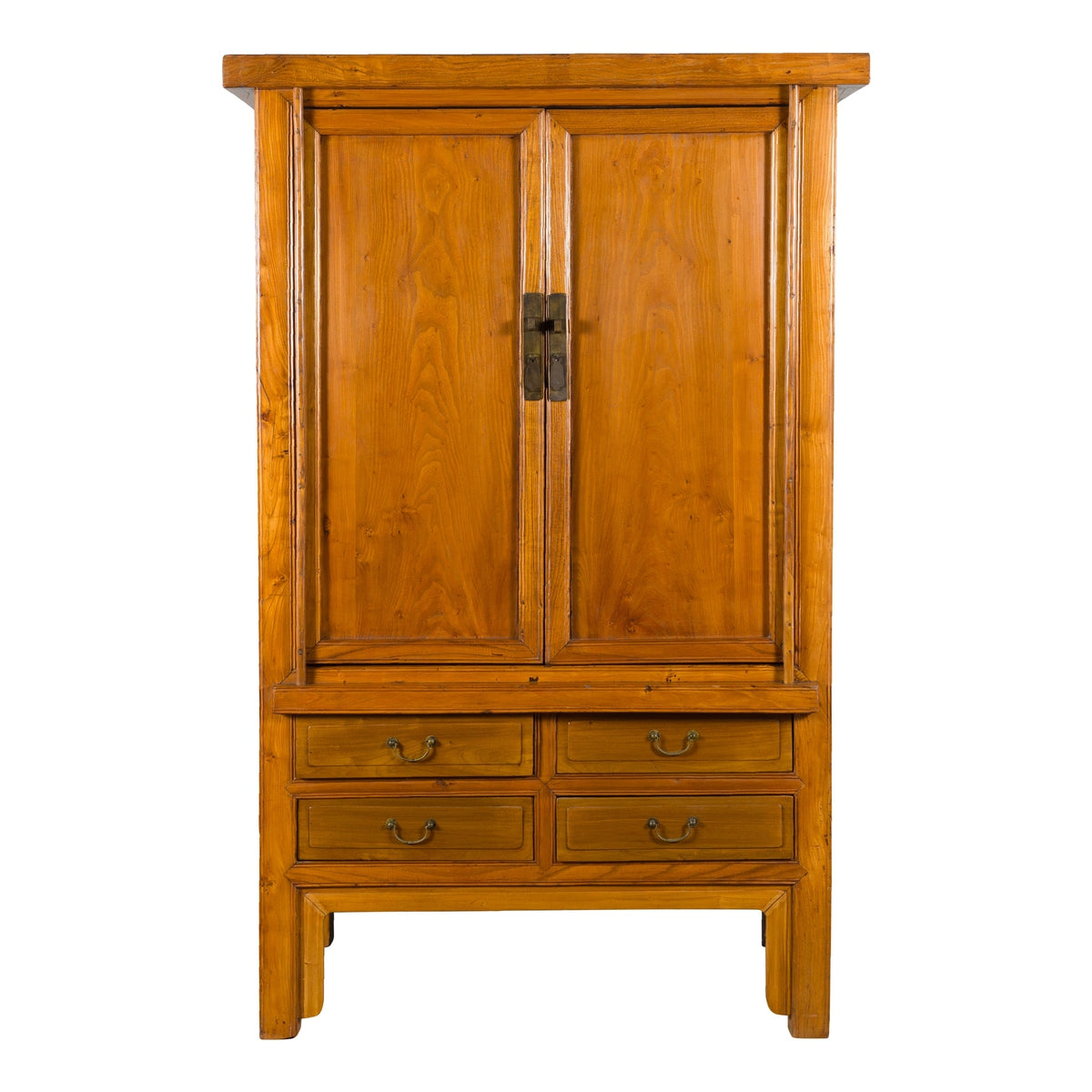 Chinese Qing Dynasty 19th Century Light Lacquer Cabinet with Doors and Drawers-1. Asian & Chinese Furniture, Art, Antiques, Vintage Home Décor for sale at FEA Home