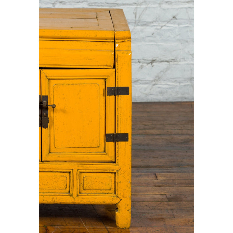 20th Century Vintage Bedside Cabinet with Yellow Lacquer and Lift Top-YN1507-10. Asian & Chinese Furniture, Art, Antiques, Vintage Home Décor for sale at FEA Home