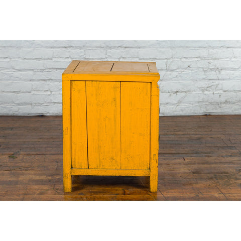 20th Century Vintage Bedside Cabinet with Yellow Lacquer and Lift Top-YN1507-11. Asian & Chinese Furniture, Art, Antiques, Vintage Home Décor for sale at FEA Home