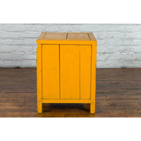 20th Century Vintage Bedside Cabinet with Yellow Lacquer and Lift Top