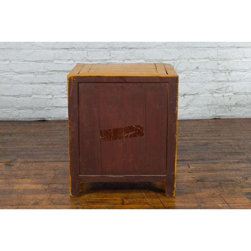 20th Century Vintage Bedside Cabinet with Yellow Lacquer and Lift Top-YN1507-13. Asian & Chinese Furniture, Art, Antiques, Vintage Home Décor for sale at FEA Home