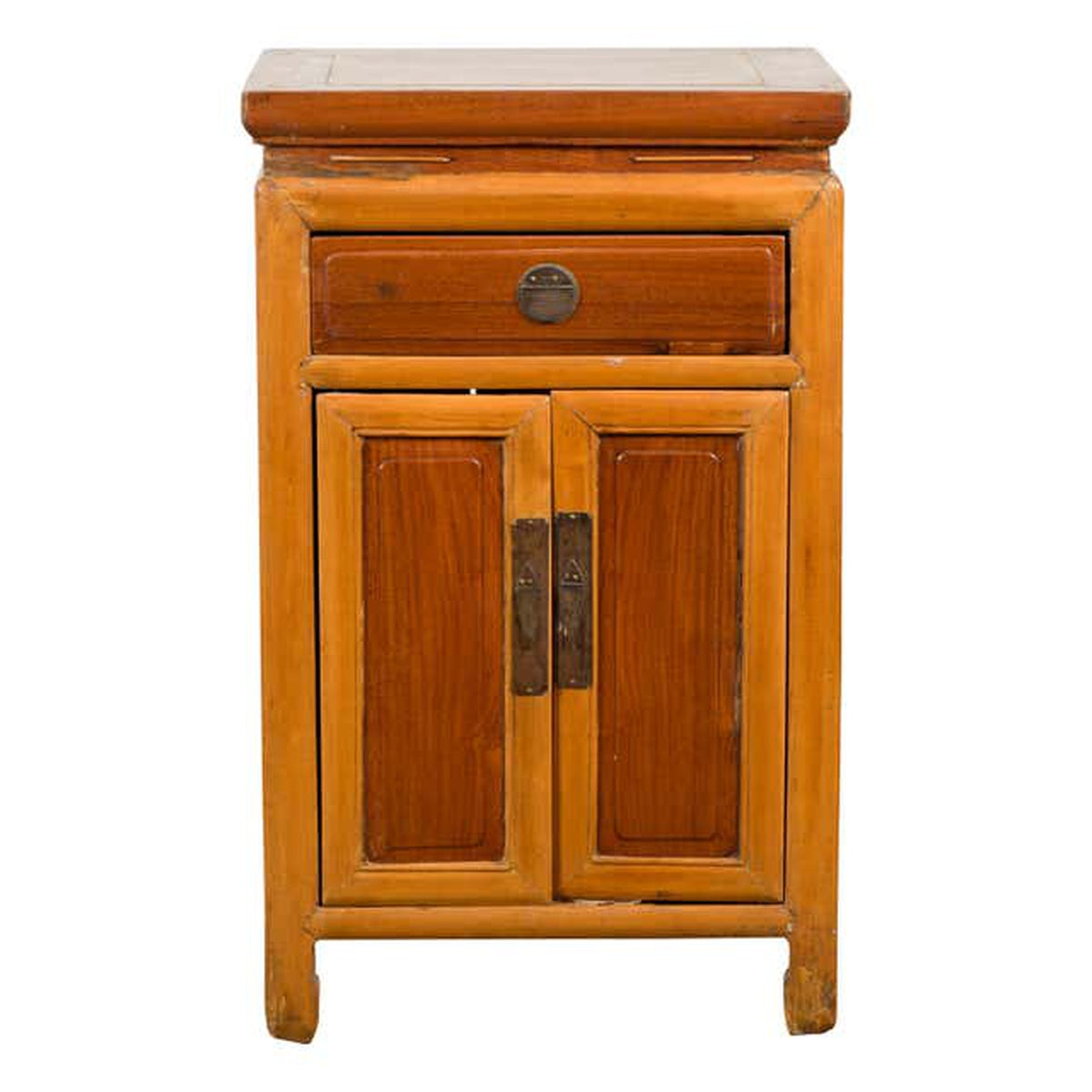 Vintage Two-Toned Side Table Cabinet with Single Drawer and Double Doors-1. Asian & Chinese Furniture, Art, Antiques, Vintage Home Décor for sale at FEA Home