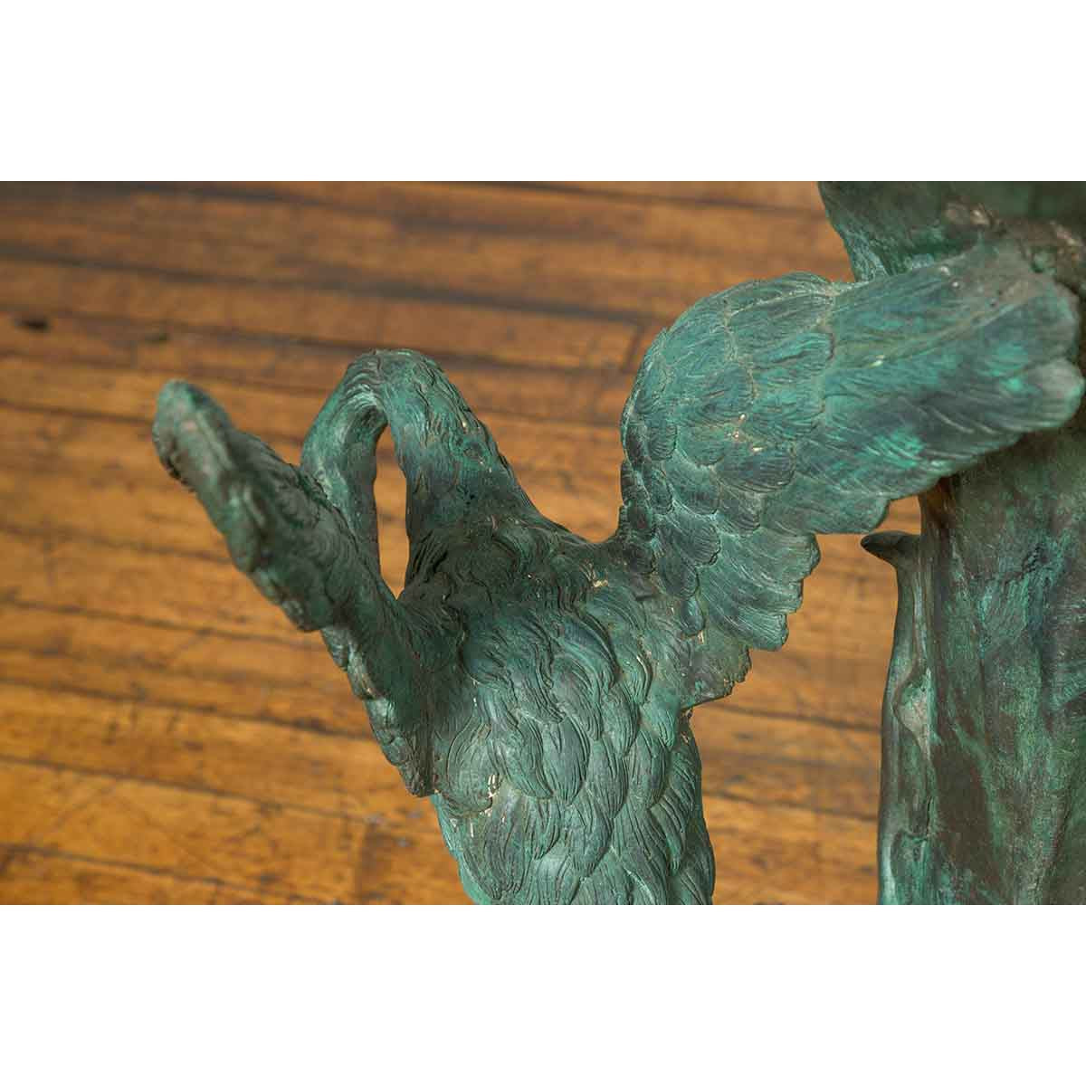 Contemporary Cast Bronze Planter with Cranes and Verdigris Patina-18. Asian &amp; Chinese Furniture, Art, Antiques, Vintage Home Décor for sale at FEA Home