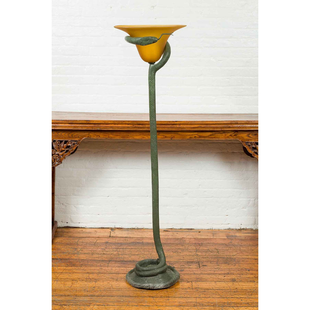 Bronze Snake Floor Lamp-2. Asian & Chinese Furniture, Art, Antiques, Vintage Home Décor for sale at FEA Home