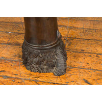 Contemporary Bronze Coffee Table Base with Large Hoof Feet with Brown Patina