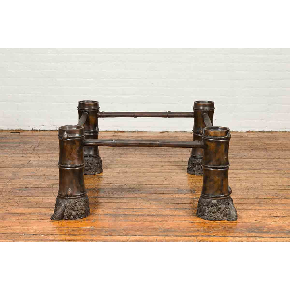 Contemporary Bronze Coffee Table Base with Large Hoof Feet with Brown Patina-11. Asian &amp; Chinese Furniture, Art, Antiques, Vintage Home Décor for sale at FEA Home