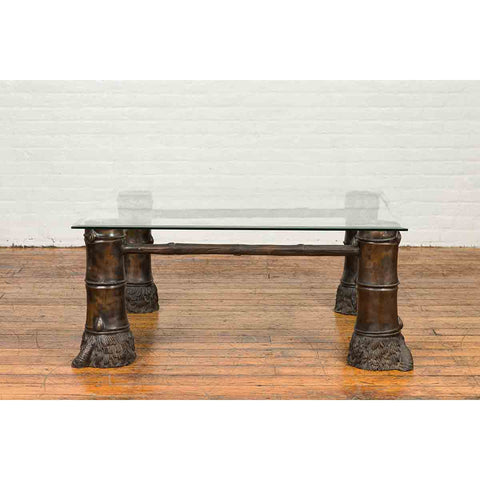 Contemporary Bronze Coffee Table Base with Large Hoof Feet with Brown Patina-YN4920-14. Asian & Chinese Furniture, Art, Antiques, Vintage Home Décor for sale at FEA Home