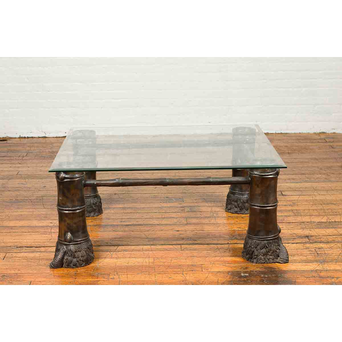 Contemporary Bronze Coffee Table Base with Large Hoof Feet with Brown Patina-3. Asian &amp; Chinese Furniture, Art, Antiques, Vintage Home Décor for sale at FEA Home