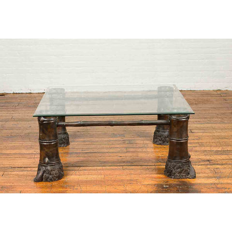 Contemporary Bronze Coffee Table Base with Large Hoof Feet with Brown Patina-YN4920-3. Asian & Chinese Furniture, Art, Antiques, Vintage Home Décor for sale at FEA Home