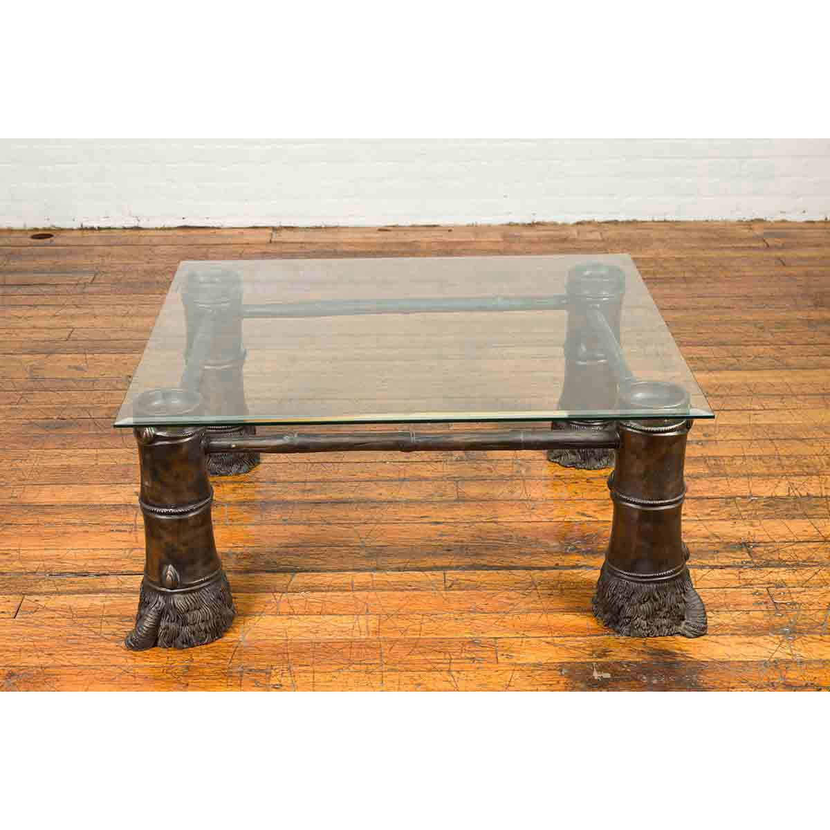 Contemporary Bronze Coffee Table Base with Large Hoof Feet with Brown Patina-2. Asian & Chinese Furniture, Art, Antiques, Vintage Home Décor for sale at FEA Home