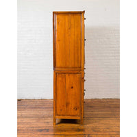 Chinese Antique Two-Toned Stacking Storage Cabinet with Doors and Drawers