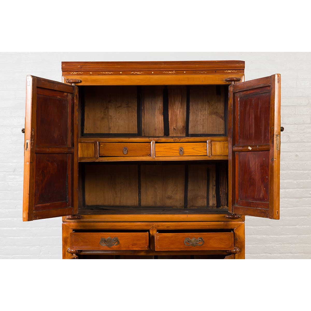 Chinese Antique Two-Toned Stacking Storage Cabinet with Doors and Drawers-9. Asian &amp; Chinese Furniture, Art, Antiques, Vintage Home Décor for sale at FEA Home