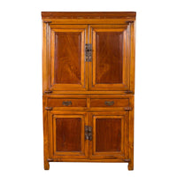 Chinese Antique Two-Toned Stacking Storage Cabinet with Doors and Drawers