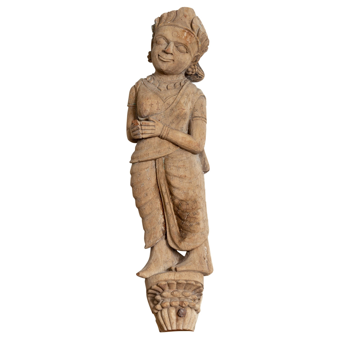 Antique Indian Gujarat Hand Carved Temple Carving Statue Depicting a Woman-1. Asian & Chinese Furniture, Art, Antiques, Vintage Home Décor for sale at FEA Home