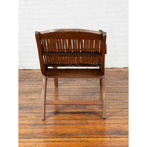 Antique Indonesian Reclining Plantation Chair with Bamboo Slats and Carved Decor-YN6712-11. Asian & Chinese Furniture, Art, Antiques, Vintage Home Décor for sale at FEA Home