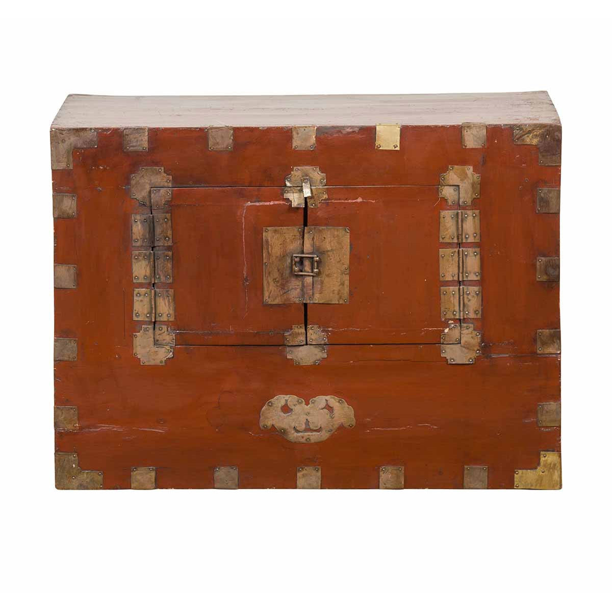 Korean Early 20th Century Chest with Double Doors and Traditional Brass Hardware-1. Asian & Chinese Furniture, Art, Antiques, Vintage Home Décor for sale at FEA Home