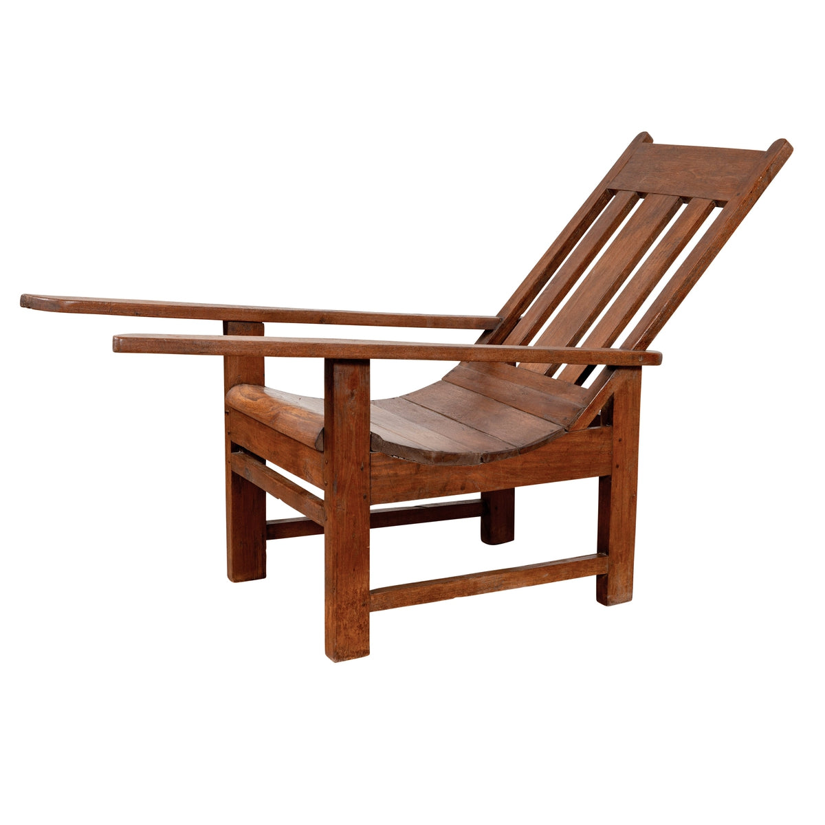 Antique Indonesian Teak Plantation Lounge Chair from Madura with Slanted Back-1. Asian & Chinese Furniture, Art, Antiques, Vintage Home Décor for sale at FEA Home