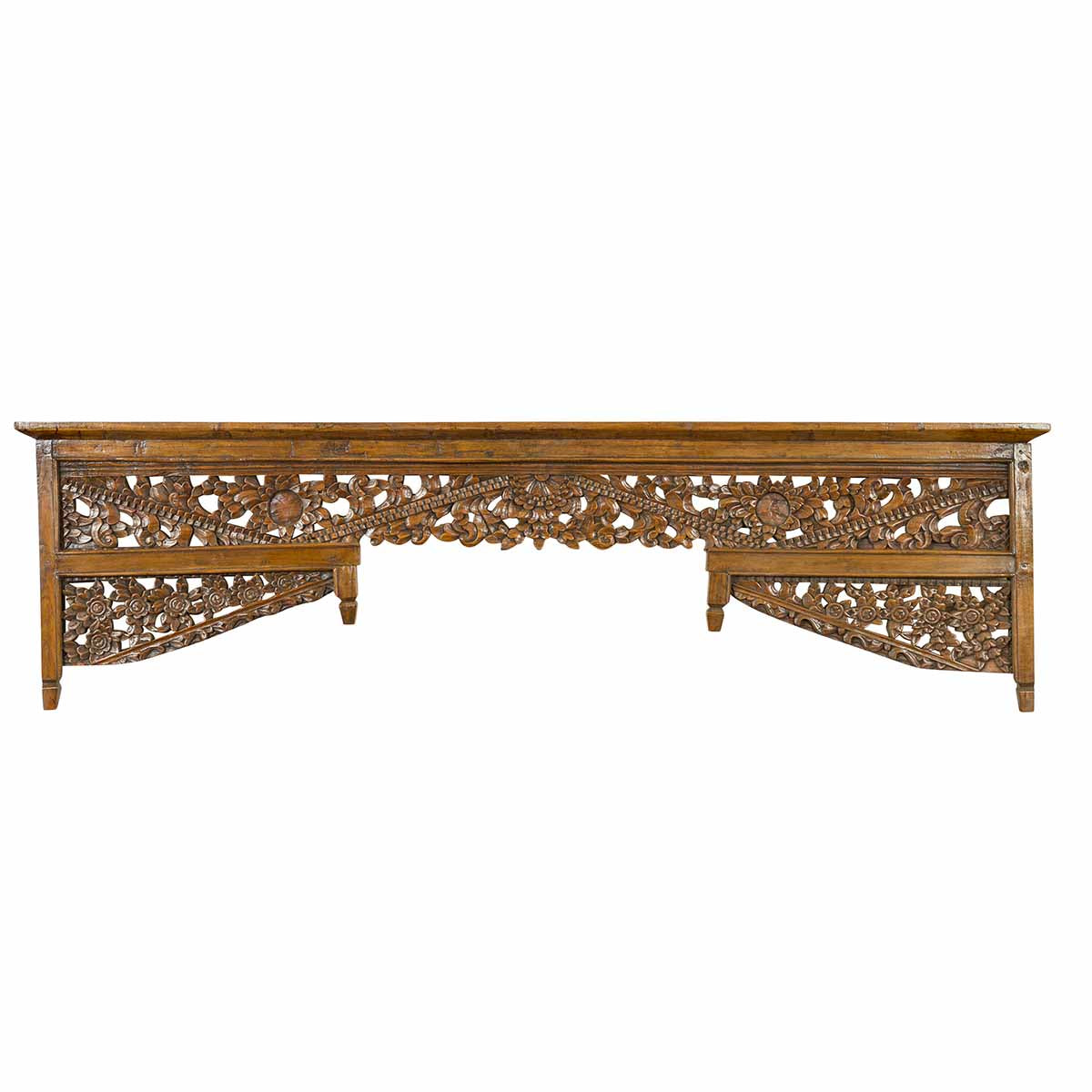 Chinese Architectural Wooden Temple Panel with Detailed Floral Carvings-1. Asian & Chinese Furniture, Art, Antiques, Vintage Home Décor for sale at FEA Home